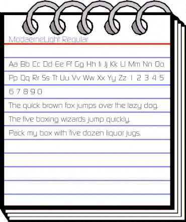 ModaerneLight Regular animated font preview