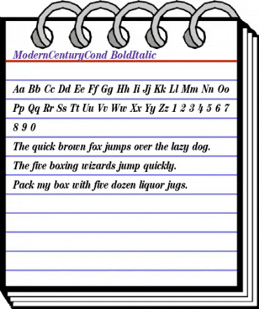 ModernCenturyCond BoldItalic animated font preview