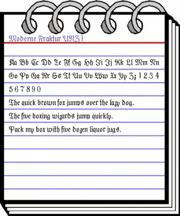 Moderne Fraktur UNZ1 Regular animated font preview