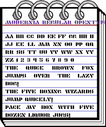 Modernia Regular animated font preview
