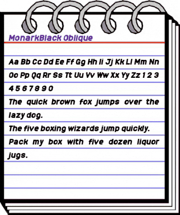 MonarkBlack Oblique Regular animated font preview