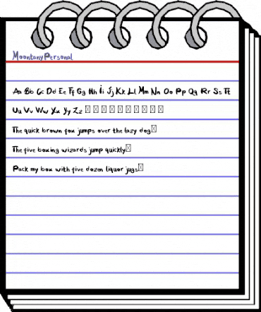 Moontany Personal Regular animated font preview