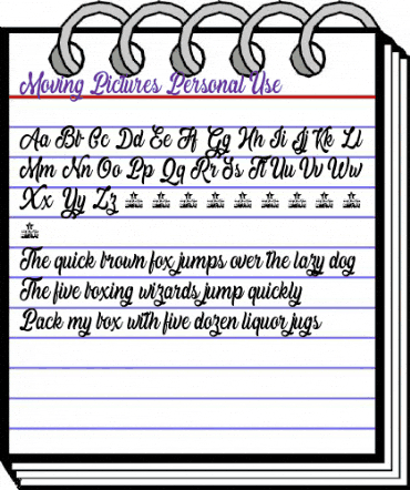 Moving Pictures Personal Use Regular animated font preview