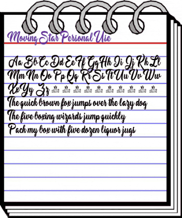 Moving Star Personal Use Regular animated font preview