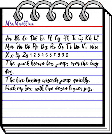 Mrs Maillias Regular animated font preview