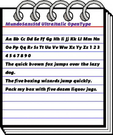 Mundo Sans Std Ultra Italic animated font preview