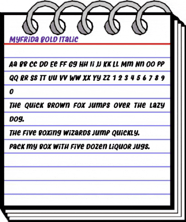 Myfrida Bold Italic animated font preview