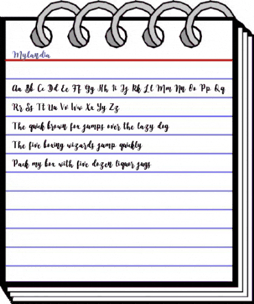 Mylandia Regular animated font preview