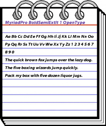 Myriad Pro Bold SemiExtended Italic animated font preview Myriad Pro Bold SemiExtended Italic animated font preview