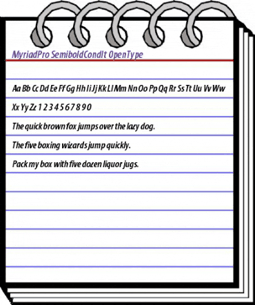 Myriad Pro Semibold Condensed Italic animated font preview Myriad Pro Semibold Condensed Italic animated font preview