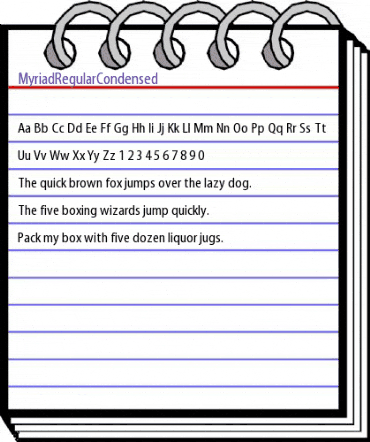 MyriadRegularCondensed Normal animated font preview