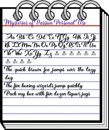 Mysteries of Passion Personal U Regular animated font preview