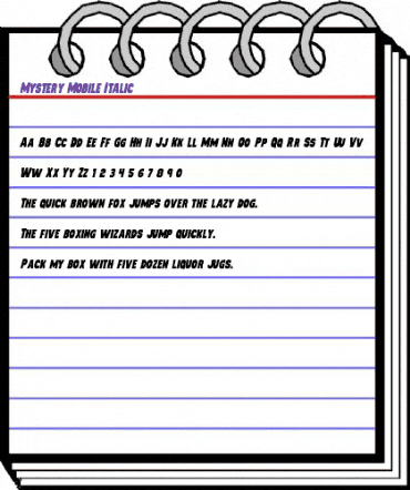 Mystery Mobile Italic Italic animated font preview