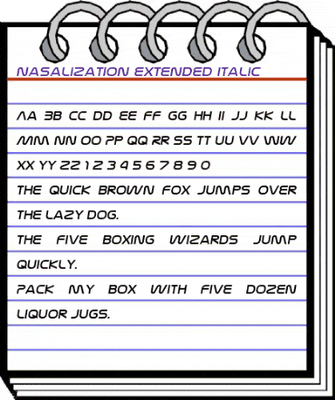 Nasalization Extended Italic animated font preview