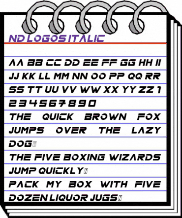 ND LOGOS Italic animated font preview ND LOGOS Italic animated font preview