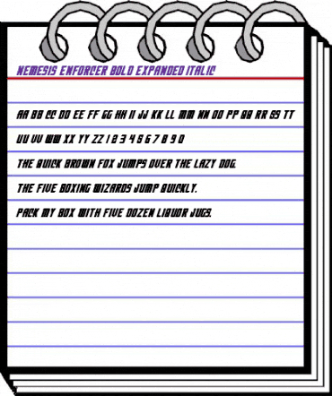 Nemesis Enforcer Bold Expanded Italic Bold Italic animated font preview Nemesis Enforcer Bold Expanded Italic Bold Italic animated font preview