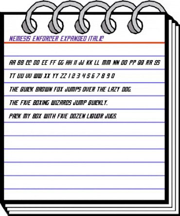 Nemesis Enforcer Expanded Italic Expanded Italic animated font preview Nemesis Enforcer Expanded Italic Expanded Italic animated font preview