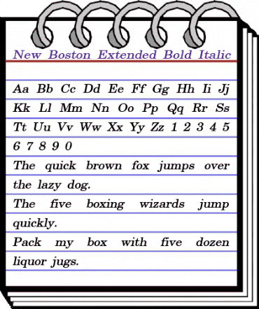 New Boston-Extended Bold Italic animated font preview
