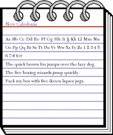 New Caledonia Regular animated font preview