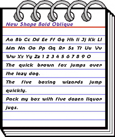 New Shape Bold Oblique animated font preview New Shape Bold Oblique animated font preview