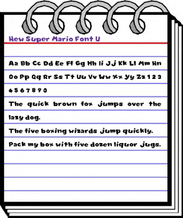 New Super Mario Font U Regular animated font preview