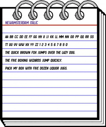 New Amsterdam Italic animated font preview