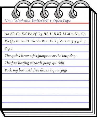 New Caledonia Italic Old Style Figures animated font preview