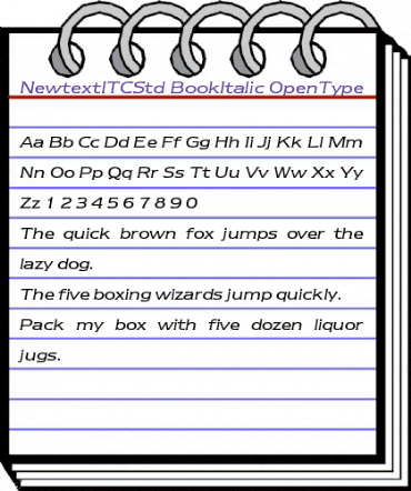 Newtext ITC Std Book Italic animated font preview