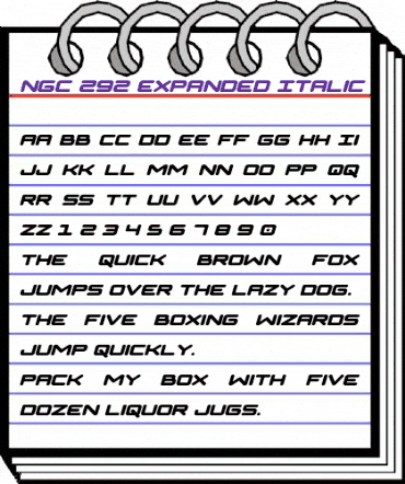 NGC 292 Expanded Italic Regular animated font preview