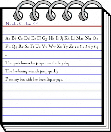 Nicolas Cochin EF Regular animated font preview