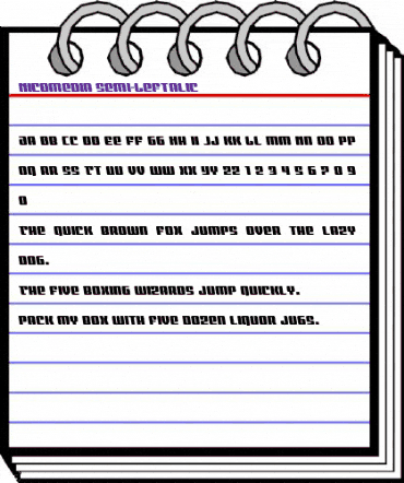 Nicomedia Semi-Leftalic Regular animated font preview