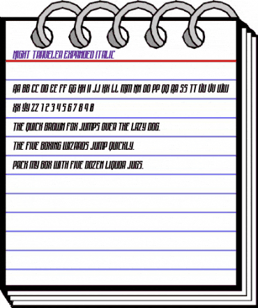 Night Traveler Expanded Italic Regular animated font preview Night Traveler Expanded Italic Regular animated font preview