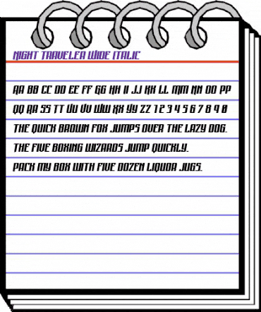 Night Traveler Wide Italic Regular animated font preview Night Traveler Wide Italic Regular animated font preview