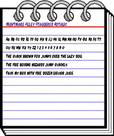 Nightmare Alley Staggered Rotalic Italic animated font preview