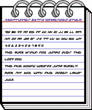 Nightrunner Extra-Condensed Italic Extra-Condensed Italic animated font preview