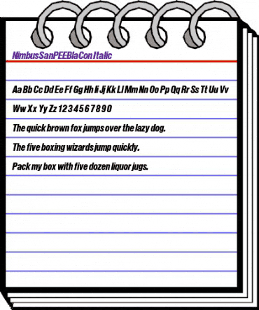 NimbusSanPEEBlaCon Italic animated font preview