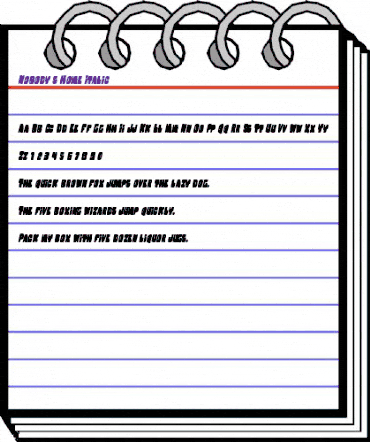 Nobody's Home Italic Italic animated font preview