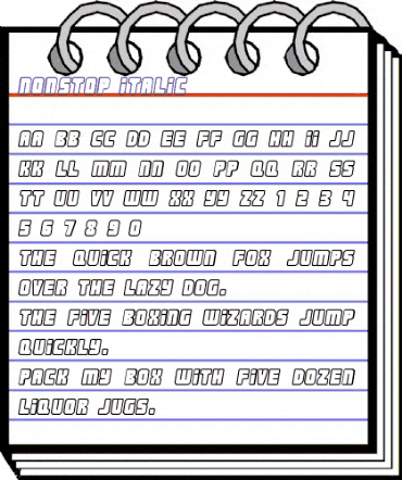 Nonstop italic Regular animated font preview