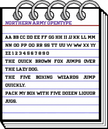 northern army Regular animated font preview