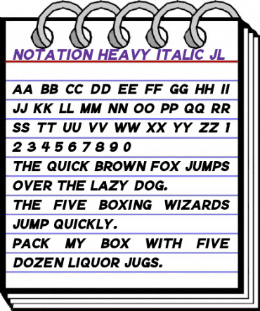 Notation Heavy Italic JL Regular animated font preview