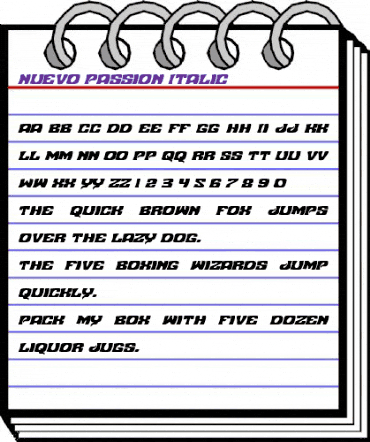Nuevo Passion Italic Italic animated font preview