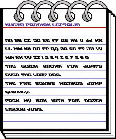 Nuevo Passion Leftalic Italic animated font preview