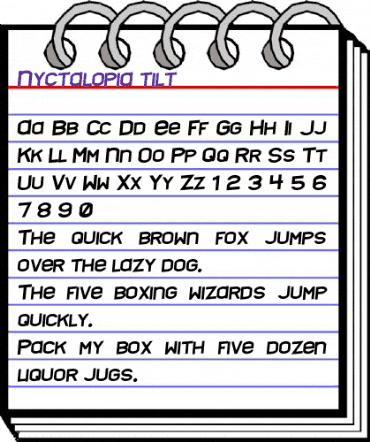 Nyctalopia tilt Regular animated font preview