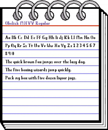 Obelisk MXVV Regular animated font preview