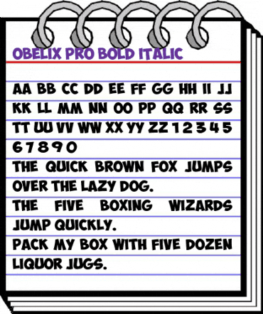 ObelixPro Bold Italic animated font preview ObelixPro Bold Italic animated font preview