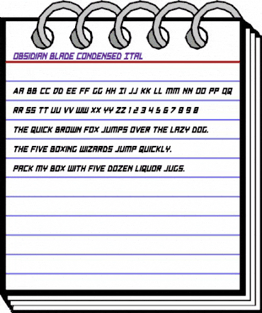 Obsidian Blade Condensed Ital Condensed Italic animated font preview