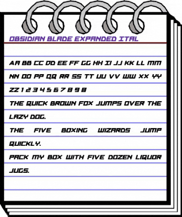 Obsidian Blade Expanded Ital Expanded Ital animated font preview Obsidian Blade Expanded Ital Expanded Ital animated font preview