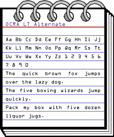 OCRA LT A Regular animated font preview