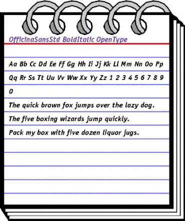 ITC Officina Sans Std Bold Italic animated font preview