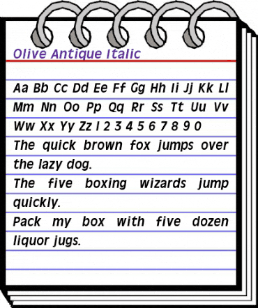 Olive Antique Italic animated font preview Olive Antique Italic animated font preview